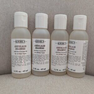 4 x KIEHL'S Amino Acid Shampoo Pure Coconut Oil Travel Size 2.2 oz / 65ml each